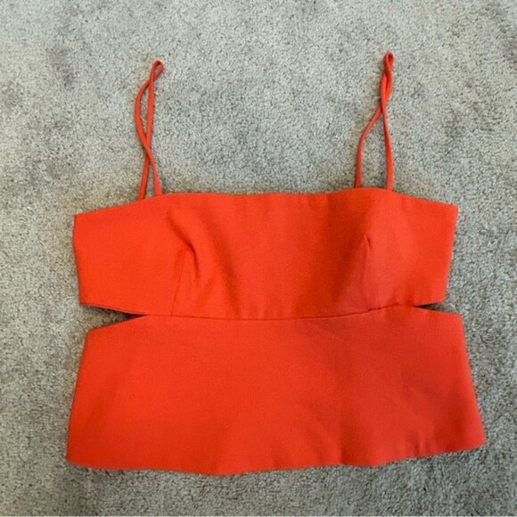 Zara Bright orange cutout camisole top blouse Sz L NWOT spring summer festival - Picture 5 of 16